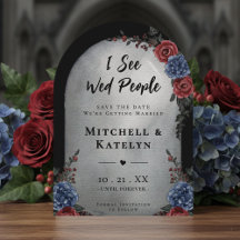 I See Wed People Headstone Floral Gothic Wedding