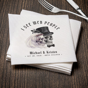 I See Wed People Skulls Halloween Wedding Napkins