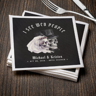 I See Wed People Skulls Halloween Wedding Napkins