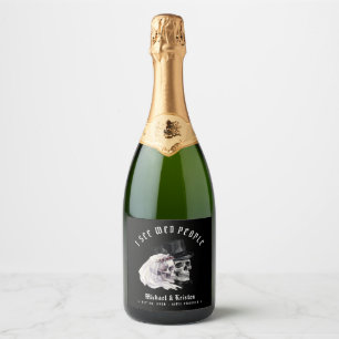 I See Wed People Skulls Halloween Wedding Sparkling Wine Label