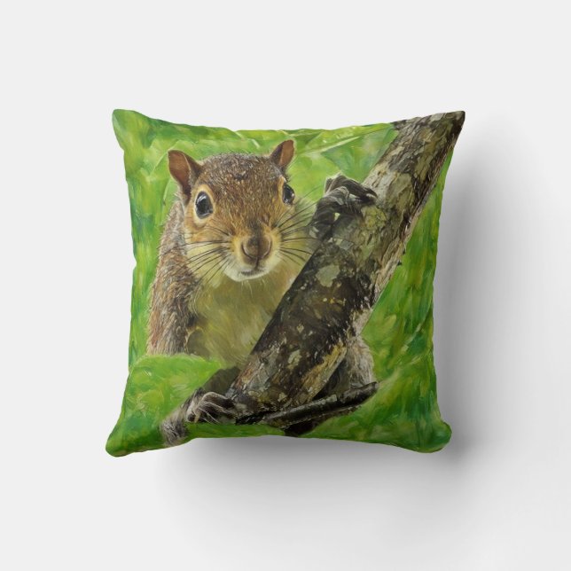 I See You Cute Squirrel Throw Pillow (Back)