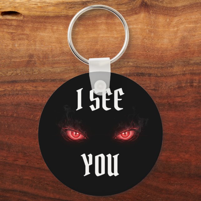 I See You – Dark Demon Eyes Gothic Keychain (Front)