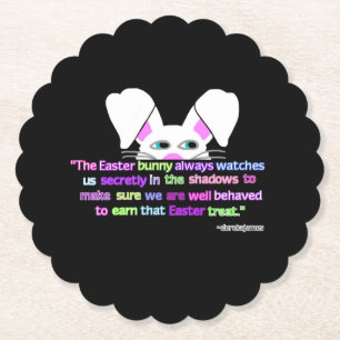 I See You, Easter Bunny Scalloped Round Coaster