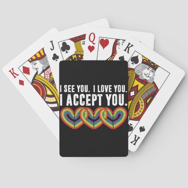 I See You I Love U I Accept You Rainbow LGBTQ Poker Cards (Back)