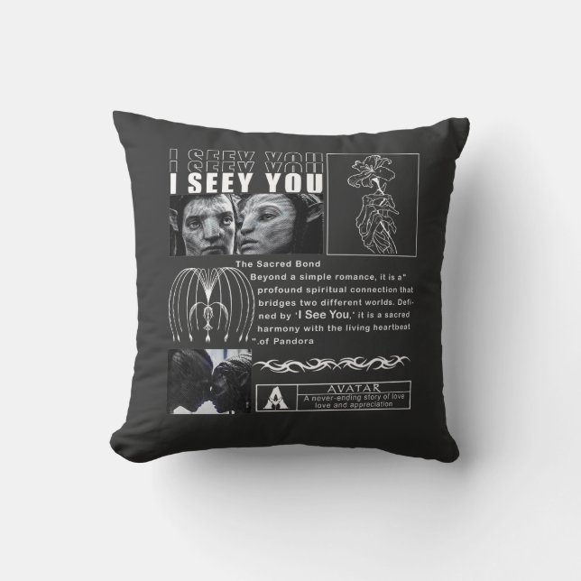 I See You" Soul Connection Art - Minimalist Black  Throw Pillow (Front)