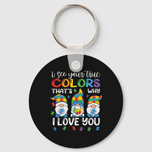 I See Your True Colors Gnomes Autism Awareness Spe Keychain