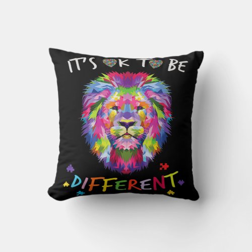 I See Your True Colors  Lion Autism Awareness Day  Throw Pillow
