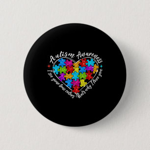 I See Your True Colors Puzzle Heart Autism Awarene Button