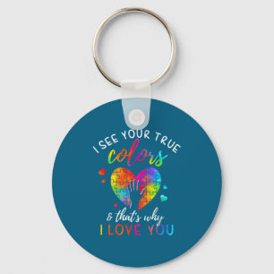 I see your true colors, puzzle world autism awaren keychain