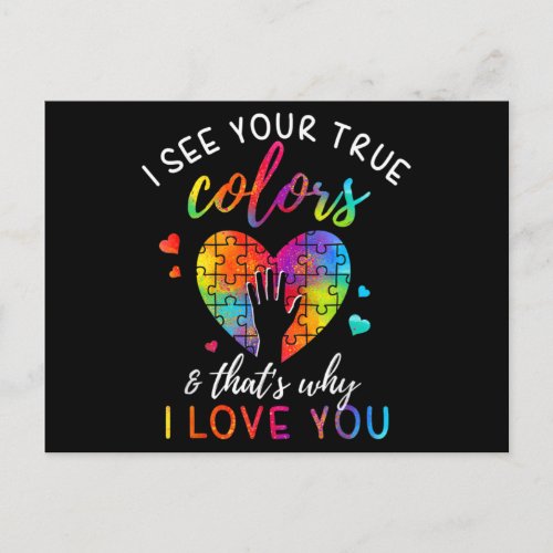 I See Your True Colors Puzzle World Autism Awaren Postcard