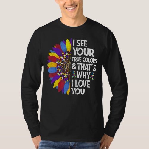 I See Your True Colors Puzzle World Autism Awarene T_Shirt