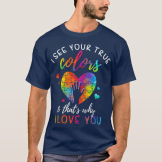 I See Your True Colors Puzzle World Autism Month T-Shirt