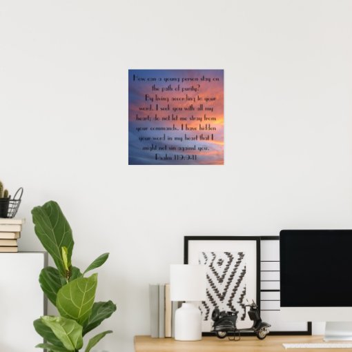 I seek you with all my heart bible verse poster | Zazzle