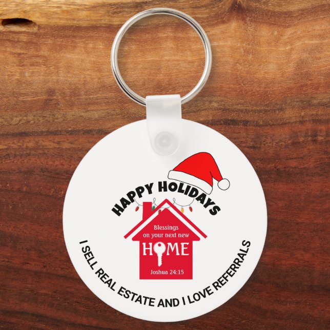 I SELL REAL ESTATE Christian Realtor Christmas  Keychain (Front)