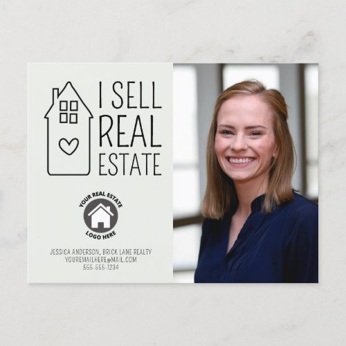 I Sell Real Estate Contact Info Photo Realty Postcard