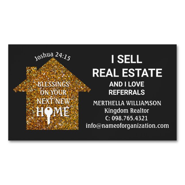 I Sell Real Estate Love Referrals Glitter Realtor  Business Card Magnet (Front)