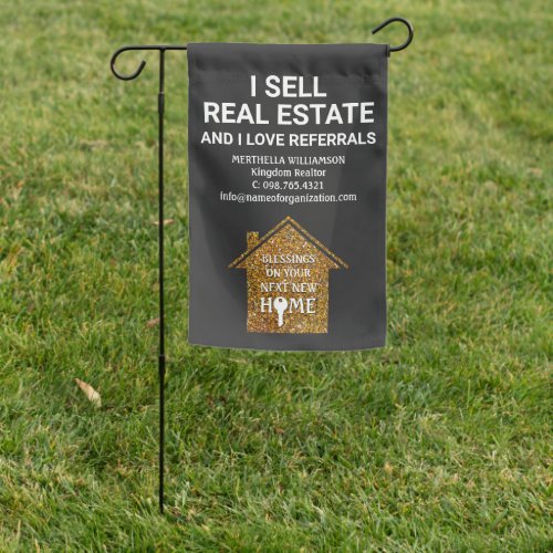I Sell Real Estate Love Referrals Realtor Garden Flag