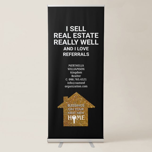 I Sell Real Estate Love Referrals REALTOR Retractable Banner (Front)