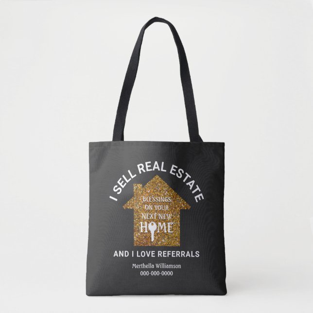 I Sell Real Estate Love Referrals Realtor Tote Bag (Front)
