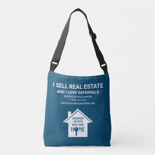 I Sell Real Estate Love Referrals TEAL Realtor Crossbody Bag