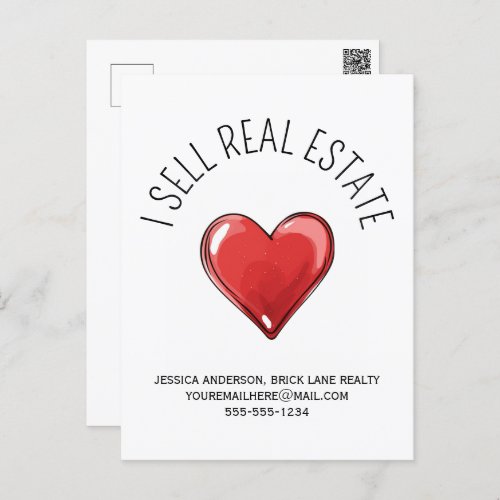 I Sell Real Estate Promotional Heart Postcard