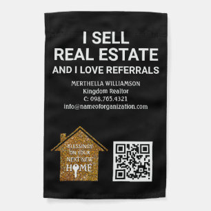 I Sell Real Estate QR CODE Photo Realtor Garden Flag
