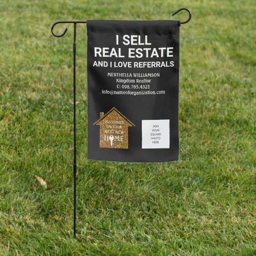 I Sell Real Estate QR CODE Photo Realtor Garden Flag