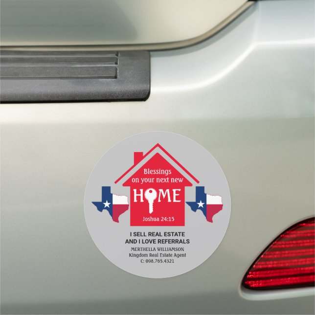 I SELL REAL ESTATE Stylish TEXAN Realtor Round Car Magnet (In Situ)