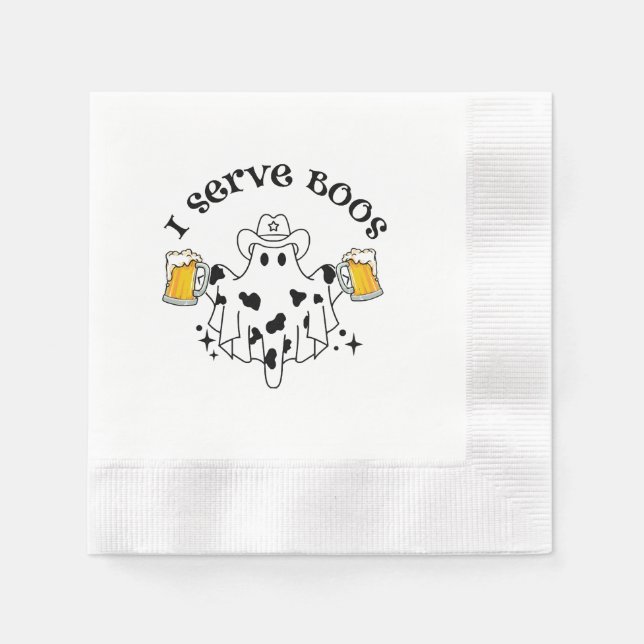 I serve Boos! Bartender spooky Napkins (Front)