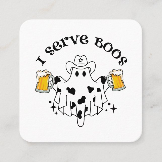 I serve Boos! Bartender spooky  Square Business Card (Front)