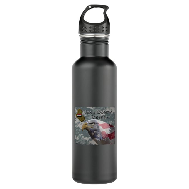 I Served - Irag Combat Veteran Stainless Steel Water Bottle (Front)