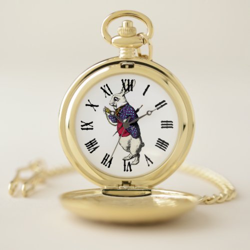 I Shall be Too Late White Rabbit Pocket Watch