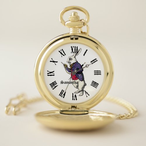 I Shall Be Too Late White Rabbit Pocket Watch