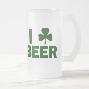 I Shamrock Beer Frosted Glass Beer Mug
