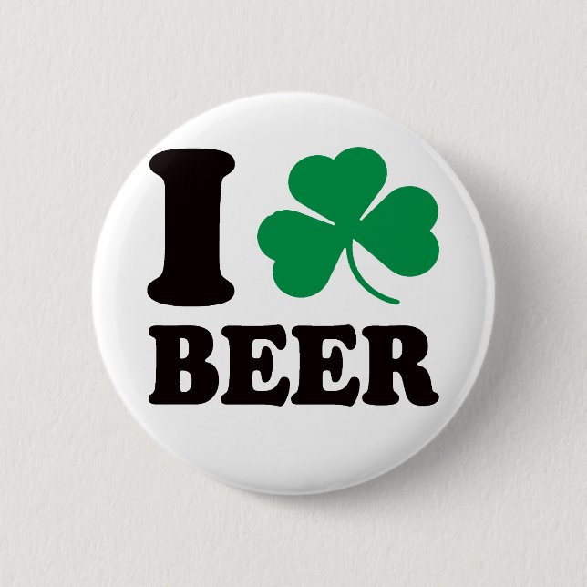 I Shamrock Beer Pinback Button (Front)