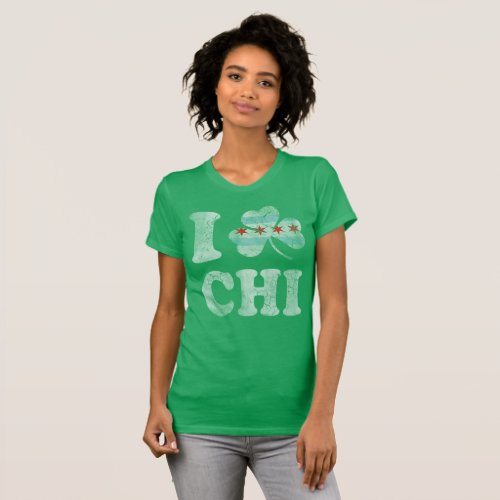 I Shamrock CHI Chicago Flag T_Shirt