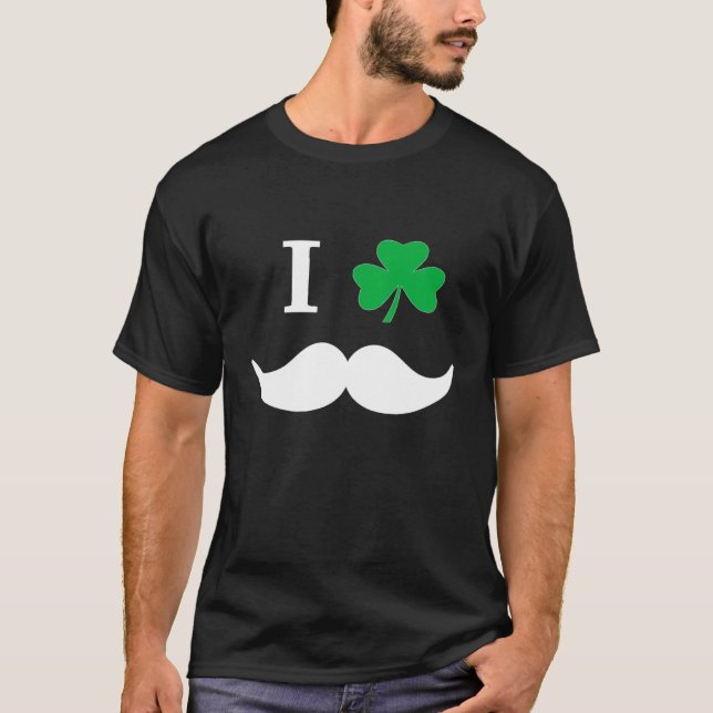 I Shamrock Leaf Irish mustache St Patricks Day Men T-Shirt (Front)