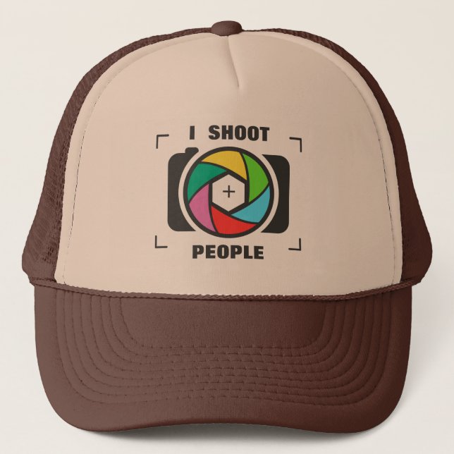 I Shoot People - Colorful Camera Shutter Fun Trucker Hat (Front)