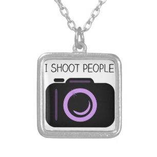 I Shoot People Funny Photographer Saying Silver Plated Necklace