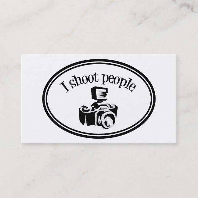I Shoot People Retro Photographer's Camera B&W Business Card (Front)