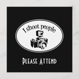 I Shoot People Retro Photographer's Camera B&W Invitation