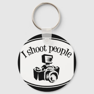 I Shoot People Retro Photographer's Camera B&W Keychain