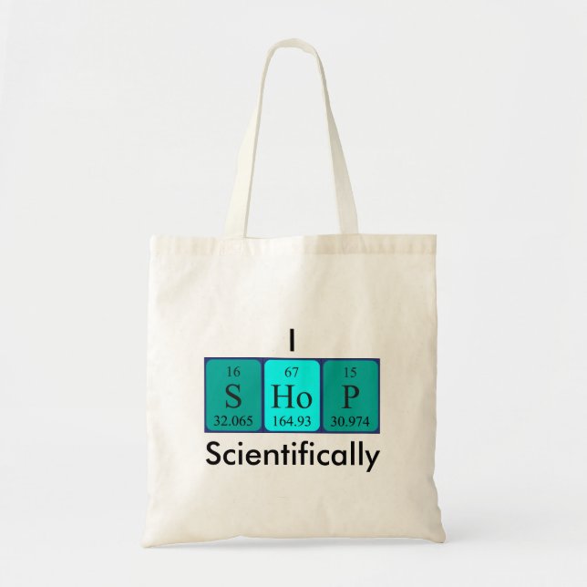 I Shop scientifically periodic table word tote bag (Front)