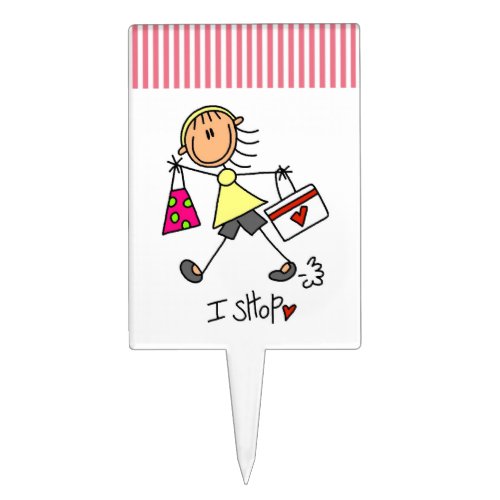 I Shop Stick Figure Girl Cake Topper