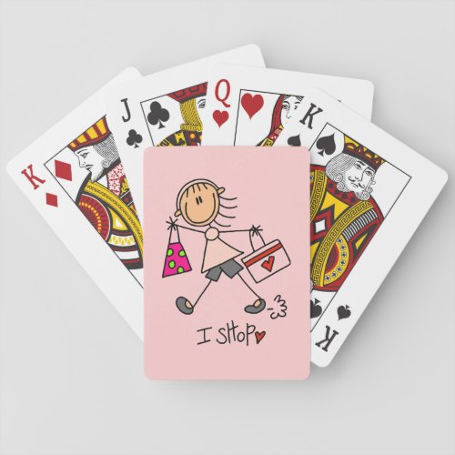 I Shop Stick Figure Girl Poker Cards