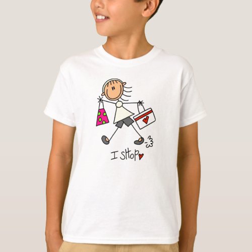 I Shop Stick Figure Girl T_Shirt