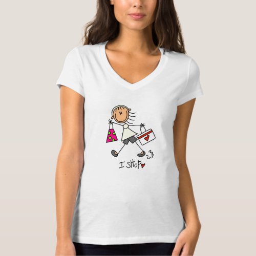 I Shop Stick Figure Girl T_Shirt