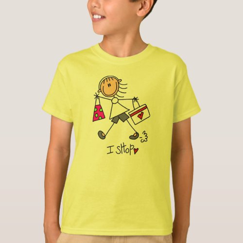 I Shop Stick Figure Girl T_Shirt