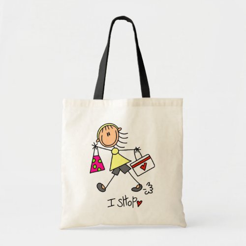 I Shop Stick Figure Girl Tote Bag