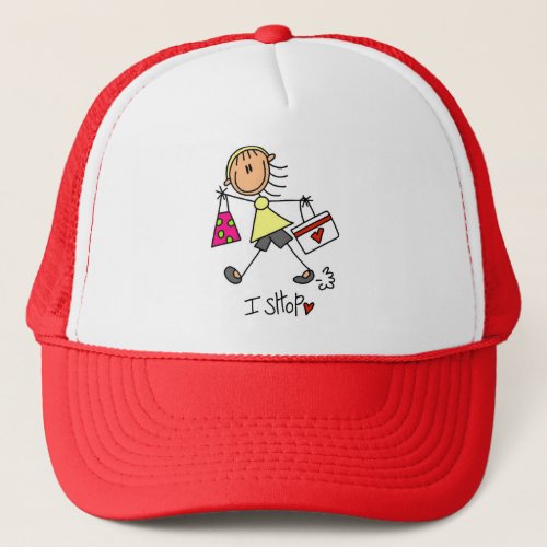 I Shop Stick Figure Girl Trucker Hat